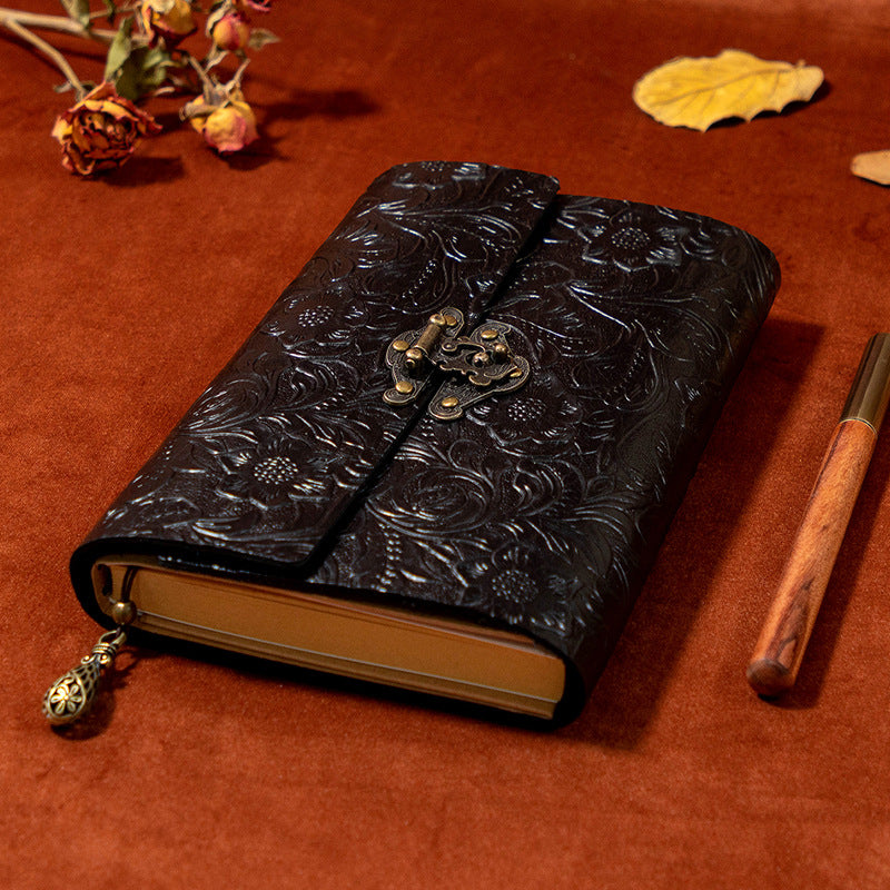 Wholesale Vintage Carved Cowhide Thickened Leather Notebook